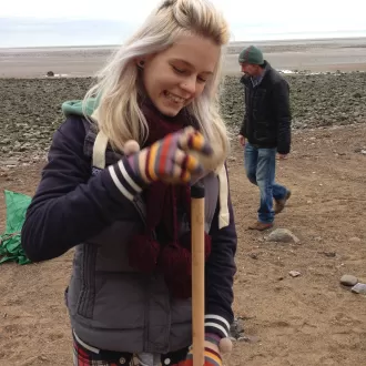 A young girl on the beach