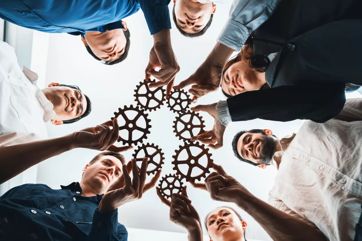 Team of people in a huddle